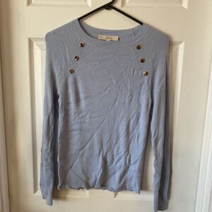 LOFT Sweater Women’s Size L Large Purple/Blue Buttons Stretch Light